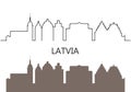 Latvia logo. Isolated Latvian architecture on white background